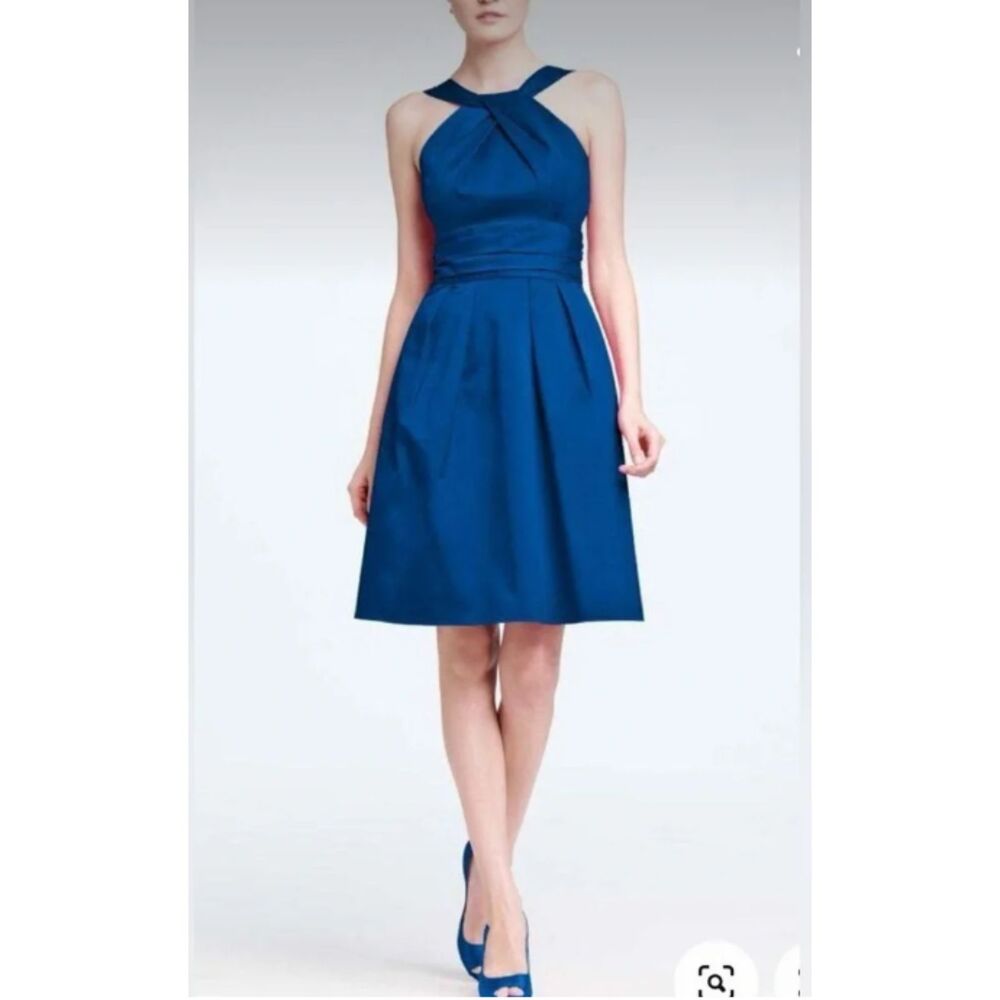 royal blue bridesmaid dresses david's bridal | | Davids Bridal Satin Halter Criss Cross Dress Size 8 Do Not Bleach TAPONLY-Aloversary25 Best Maid of Honor Size:10,5